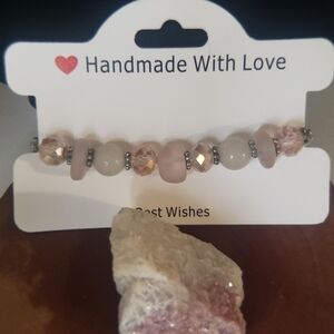 Rose Quartz And Pink Sea Glass Stretch Bracelet